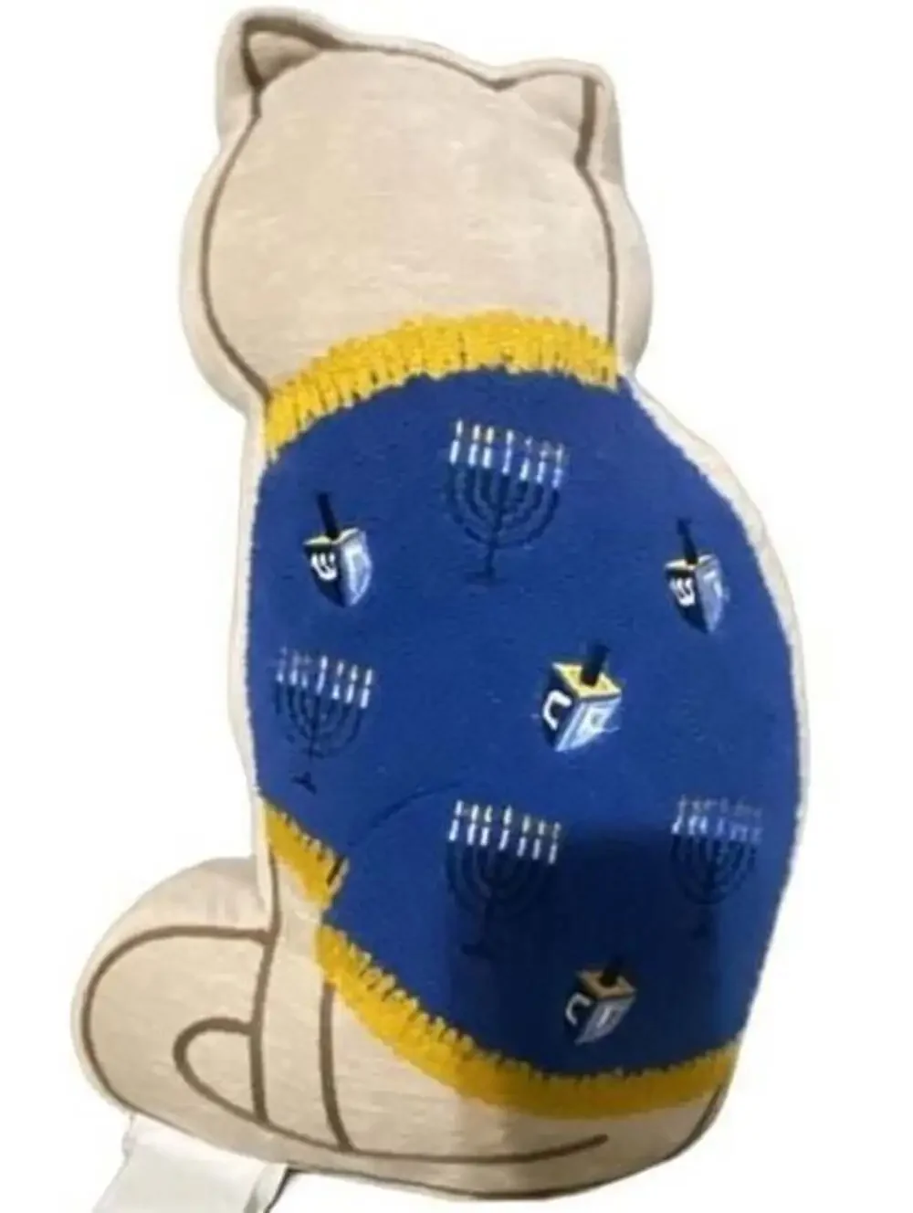 Hanukkah Cat Sitting Pillow Plush Stuffed Animal Menorah Sweater